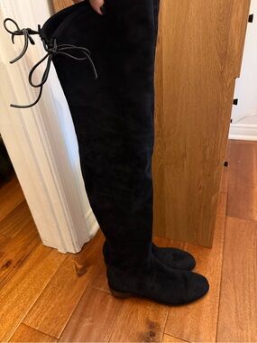 Kaitlyn Pan Women’s Black Over-the-Knee Thigh Genuine Suede Boots